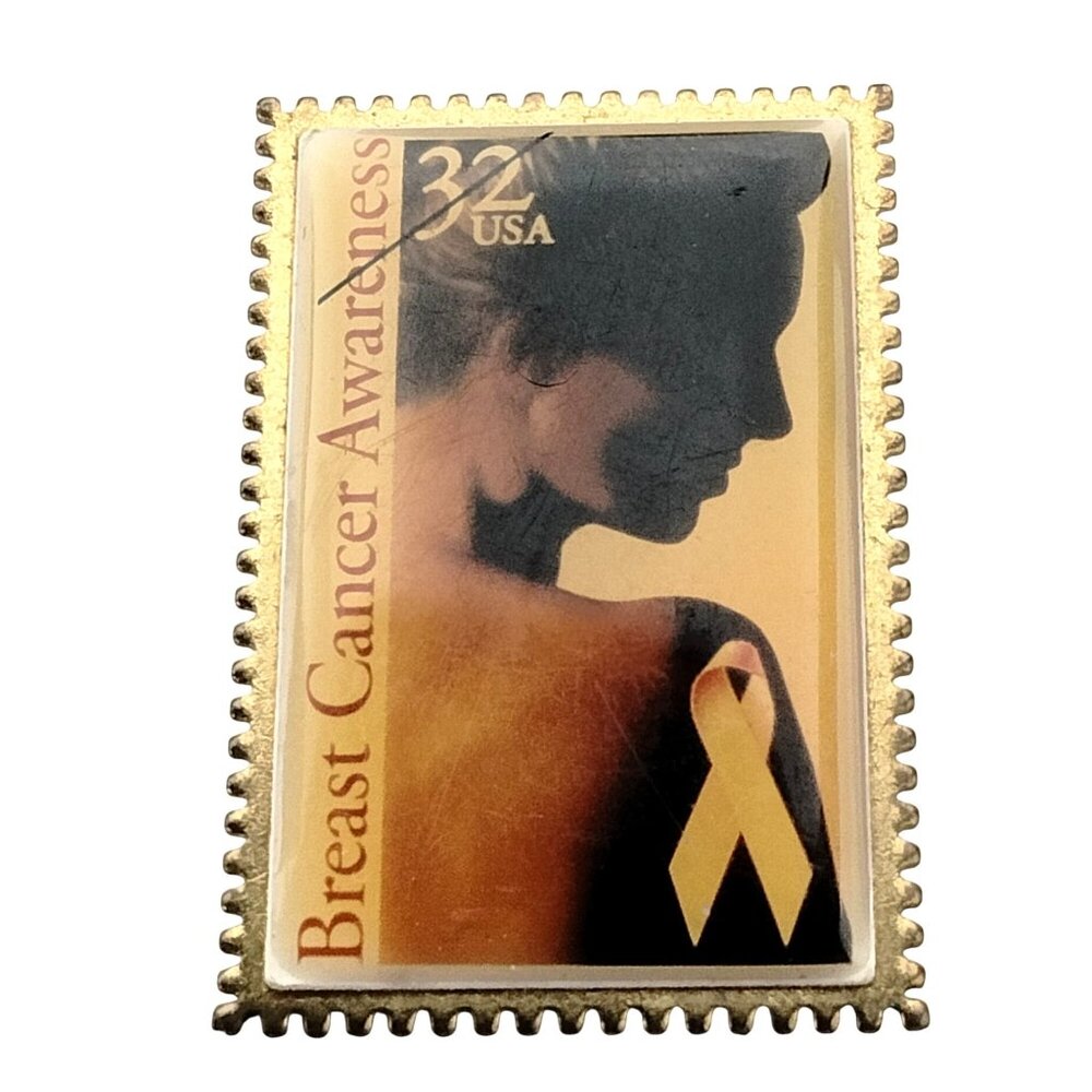 Breast Cancer Awareness 32 USA Stamp Pin Brooch